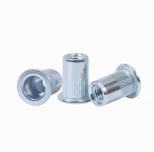 M3 M4 M5 M6 M8 M10 M12 Threaded Zinc Plated High Tensile Steel Flat Head Rivet Nuts Knurled Blind Insert for Healthcare & Mining