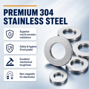 M4 M5 304 Stainless Steel Flat Washers Extra Thick Heavy Duty Spacers Gasket GB96 for Heavy Industry Mining Machine