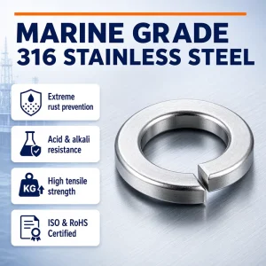 M4 M5 M6 M8 316 Stainless Steel Spring Washers DIN 127 Split Lock Washer Metal Meson for Marine Industrial Fastener