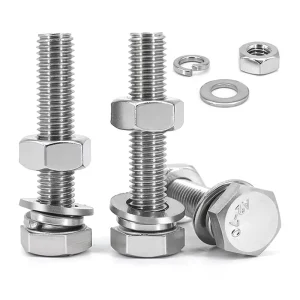M4 M5 M6 M8 M10 Hexagon Bolts Stainless Steel Hex Head Bolt Nuts Washer With Hex Nuts Flat Lock Washers