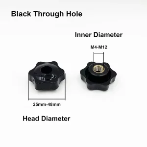 M4 M5 M6 M8 M10 M12 Thumb Knob Nut Black White Tension Handle Plum Thread Hand Mechanical Manual Tighten Star Nuts