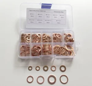 M5 M14 200pcs Metal & Steel Shim Washers Kit Copper Brass Aluminium Flat Ring Seal Hardware Assortment DIN Copper Washer Kit