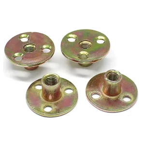 M6 M8 M10 M12 Steel Zinc Plated Round Base Furniture T Lock Nut With Three Brad Holes