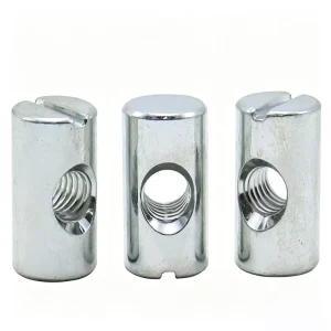 M6 M8 Zinc Plated Steel Cross Dowel Barrel Nut Slotted Furniture Dowel Nut for Cabinet Wood Joint Assembly