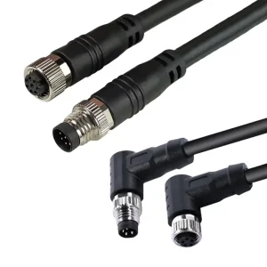 M8 Connector Cable 3 4 5 6 8 Pin Waterproof Right Angle Male Female Overmolded PUR IP67 Automotive Sensor OEM