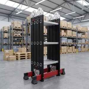 MAIDEAN Modern Domestic Telescopic Multi Position 4-Step Ladder Manual Lock Folding Design Carbon Steel Alloy 150kg Load