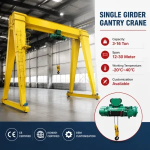 MH Single Girder Gantry Crane 5 Ton 10 Ton Capacity Adjustable Span Height Gantry Solution for Open Yard Warehouse