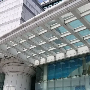 Manual Operation Metal Frame Glass Canopy Awning System Steel Stainless Steel Bracket for Outdoor Front Door Coated PC Sail