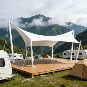 Manufacturer Direct Tensile Membrane Canopy PVDF PTFE Fire Resistant Weatherproof Custom Sizes Contemporary Design Garage Shed