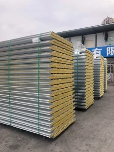 Manufacturer Modern Eco Friendly Rock Wool Sandwich Panel Class Fireproof Insulated Prefab Warehouse Industrial Roof