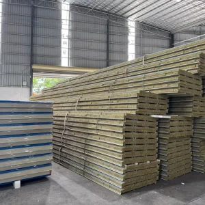 Manufacturer’s Flame Retardant Rock Wool Board Foam Panel Thermal Insulation Exterior Wall Roof Fence Color Steel Sandwich Panel