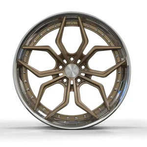 Matte Bronze Polished Lip Multi Spoke Forged 6061 T6 Aluminum Alloy Wheels 12000T Pressed TUV JWL S4-00007 18-24