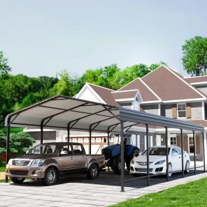Metal Carport with Galvanized Steel Frame and Roof, Heavy Duty Garage Shelter for Cars, Powder Coated