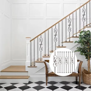 Metal Handrails Balustrade Wrought Iron Stair Railing with Stainless Steel Material