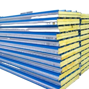 Metal Sandwich Plate System Rock Wool Glass Wool PU EPS Sandwich Wall Panel For Central Asian Countries