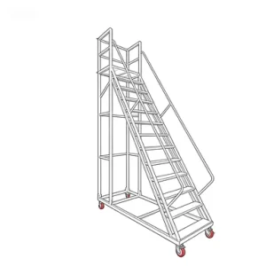 Mobile Aluminum Alloy 6000 Series Warehouse Access Ladder With Bending Cutting Services