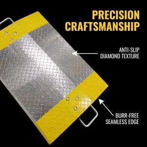Mobile Aluminum Dock Leveler Loading Ramp, Heavy-Duty Diamond Tread Plate for Forklift and Pallet Truck Warehouse Use