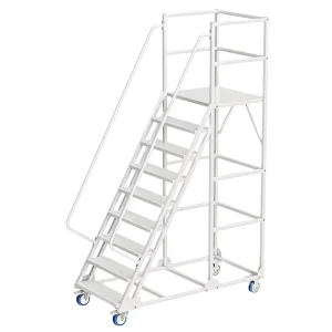 Mobile Multi-functional Step Ladder with Working Platform Industrial Walkway Stair Steel Ladder