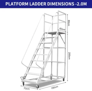 Mobile Multi-functional Step Ladder with Working Platform Industrial Walkway Stair Steel Ladder for Warehouse Use