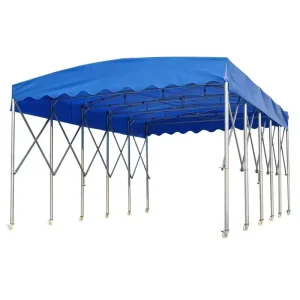 Mobile Retractable Folding Sliding Canopy Large Electric Sunshade with Galvanized Steel Pipe Frame for Warehouse Carport
