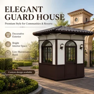 Mobile Steel Security Pavilion Guard Room Security Booth for Villa, Outdoor, and Parking Use