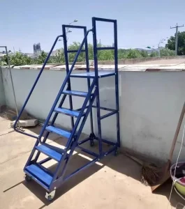 Mobile Telescopic Multi-functional Step Ladder Working Platform Industrial Walkway Stair Steel Ladder 300 Lbs Capacity Modern