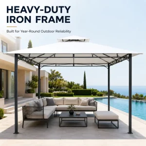 Modern 3×3 Meters Metal Outdoor Canopy Double Tiered Roof Sun Shelter for Residential Garden Bulk Pricing