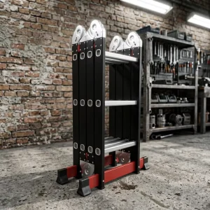 Modern 4×3 Telescopic Multi-Position Ladder Carbon Steel Alloy Manual Lock Folding EN131 Certified Hospital Home