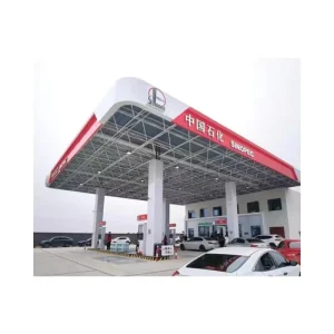 Modern Anti corrosion Steel Structure Space Frame Gas Station Canopy with Bolt Ball Joints and 3D Design