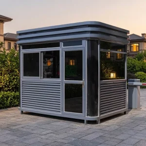 Modern Arc Design Steel Security Guard Booth Prefab Outdoor Duty Cabin for School Community Park Management