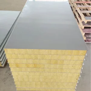 Modern Construction Color Steel Insulation Rock Wool Sandwich Panel 50mm Core Waterproof Fire resistant 304 Stainless Steel Wall