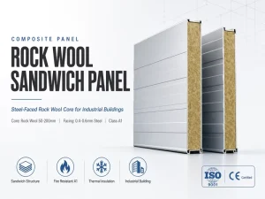 Modern Customizable Thermal Insulation Rock Wool Sandwich Sheet Roofing Exterior Workshop Warehouse Construction Factory