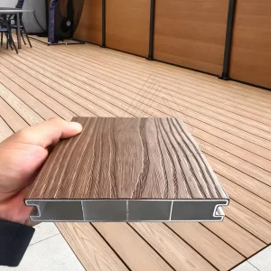 Modern Design Anti slip and Water resistant Wood grain Floor Lightweight Aluminum Alloy Outdoor Garden Terrace Decking