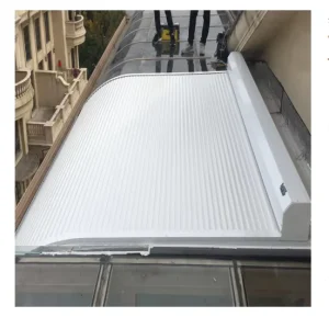 Modern Design Electric Retractable Canopy for Outdoor Conservatory Aluminum Alloy Pergola Windproof Feature for Villas