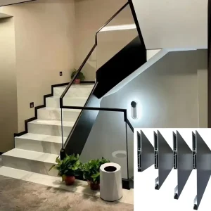 Modern Design Multi functional Side mounted Aluminum Trough Glass Staircase Railings Aluminum Trough Irregular Staircases