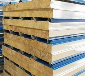 Modern Design Rock Wool Sandwich Panel Durable Metal Fire Resistant Corrosion Resistant Heat Insulating Warehouse Exterior Wall