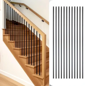 Modern Design Simple Indoor Decorative Iron Black Stainless Steel Railing Metal Balustrade for Stairs
