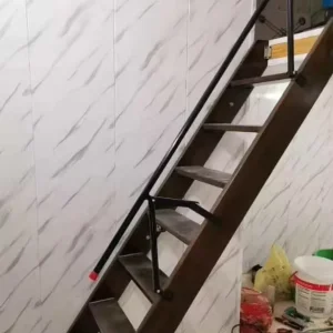 Modern Design Solid Wood Single Apartment Retractable Wall MountedTelescopic Ladder Loft Foldable Staircase for Home Indoor Use