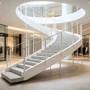 Modern Durable Eco Friendly Indoor Stainless Steel Arc Stair with Glass Railing for Apartment