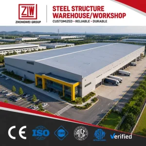 Modern Durable Steel Warehouse Earthquake-Resistant Industrial Storage ISO 9001 Certified