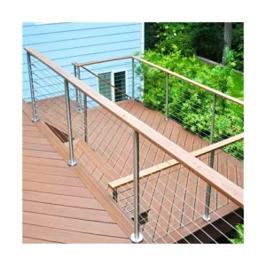 Modern Farmhouse Design Aluminum Alloy Stainless Steel Wire Rope Balustrade Rust Resistant Outdoor Villa Balcony Handrail