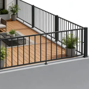 Modern Galvanized Steel Railing Black White Coating Vertical Bar Custom Width Yard Garden Fencing Villa/Courtyard/Park