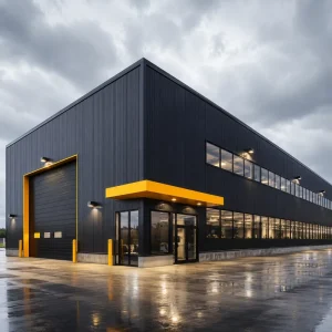 Modern Heavy Prefabricated Steel Warehouse Building CE Certified Energy Saving with Gutter Office Area Welding Services