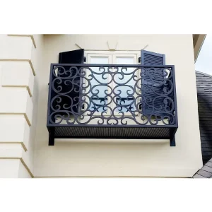 Modern House Wrought Iron Window Front Railings Juliet Style Steel Balcony Railing Black Fence Window Grills Security Bars