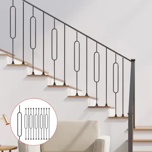 Modern Iron and Stainless Steel Stair Safety Railing Balustrade Posts and Rails