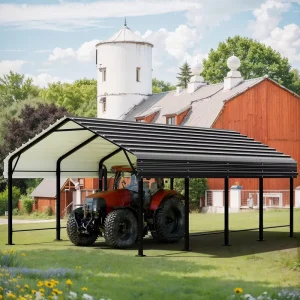 Modern Large Outdoor Carport Galvanized Steel Frame Metal Sheet Roof Private Parking Shed for Courtyard Warehouse Canopy