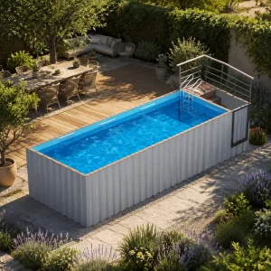 Modern Luxury Steel Ground Shipping Container Swimming Pool Durable Eco-Friendly Design Prefabricated for Home Commercial Use