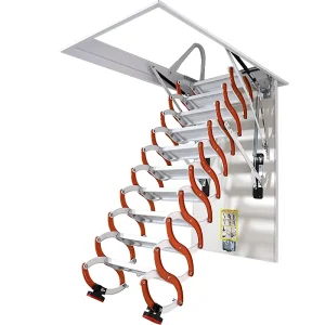 Modern Minimalist Carbon Steel Folding Telescopic Ladders 300kg Load Capacity 12.5ft Extended Height 45 Climbing Angle
