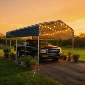 Modern Minimalist Steel Carport Galvanized Metal Car Shelter with Frame Waterproof Parking Shed for Luxury Villa Residential Use