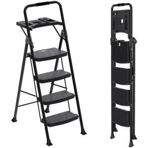 Modern Multipurpose Steel Folding Ladder with Handrail 2 4 Step Design EN14183 Certified for Home & Industrial Use